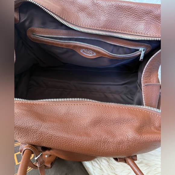 Tod's Camel Brown Pebbled Leather Tote - Picture 5 of 7